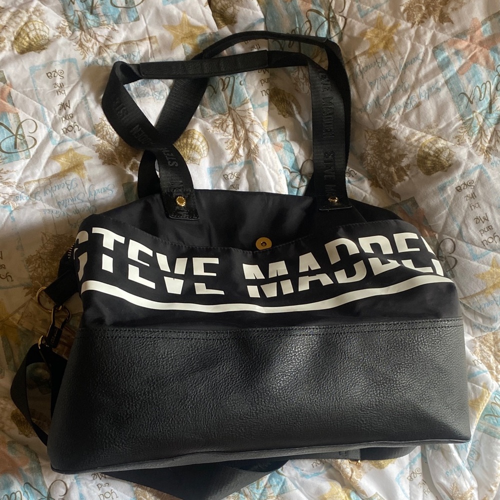 Steve Madden Black and White Logo Tote